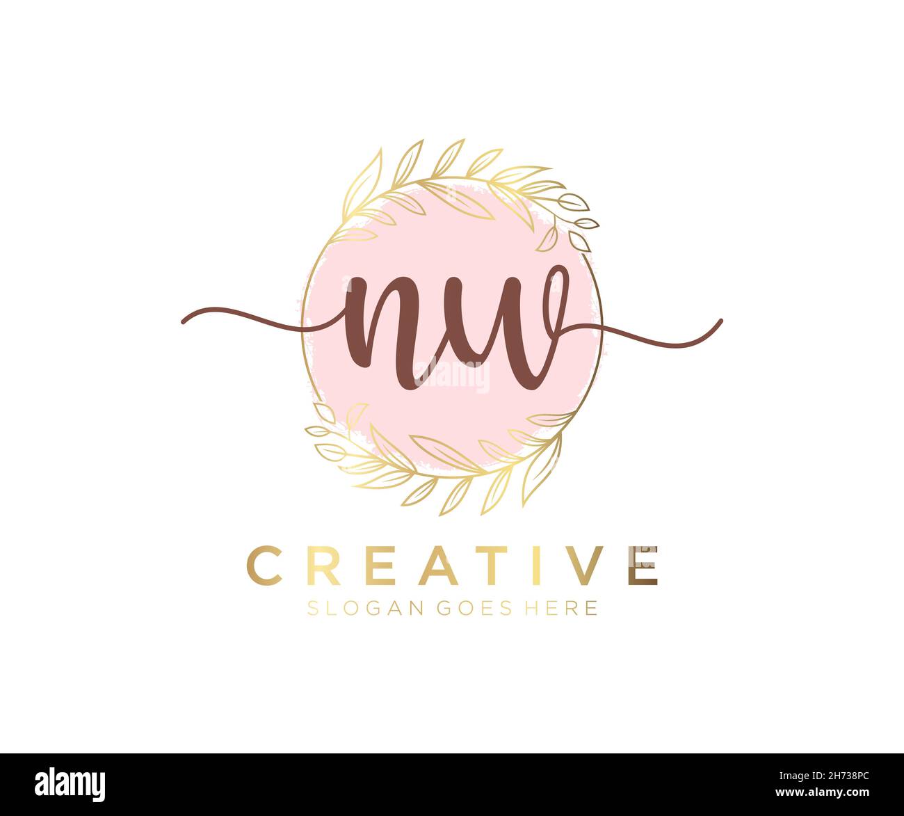 NW feminine logo. Usable for Nature, Salon, Spa, Cosmetic and Beauty Logos. Flat Vector Logo Design Template Element. Stock Vector