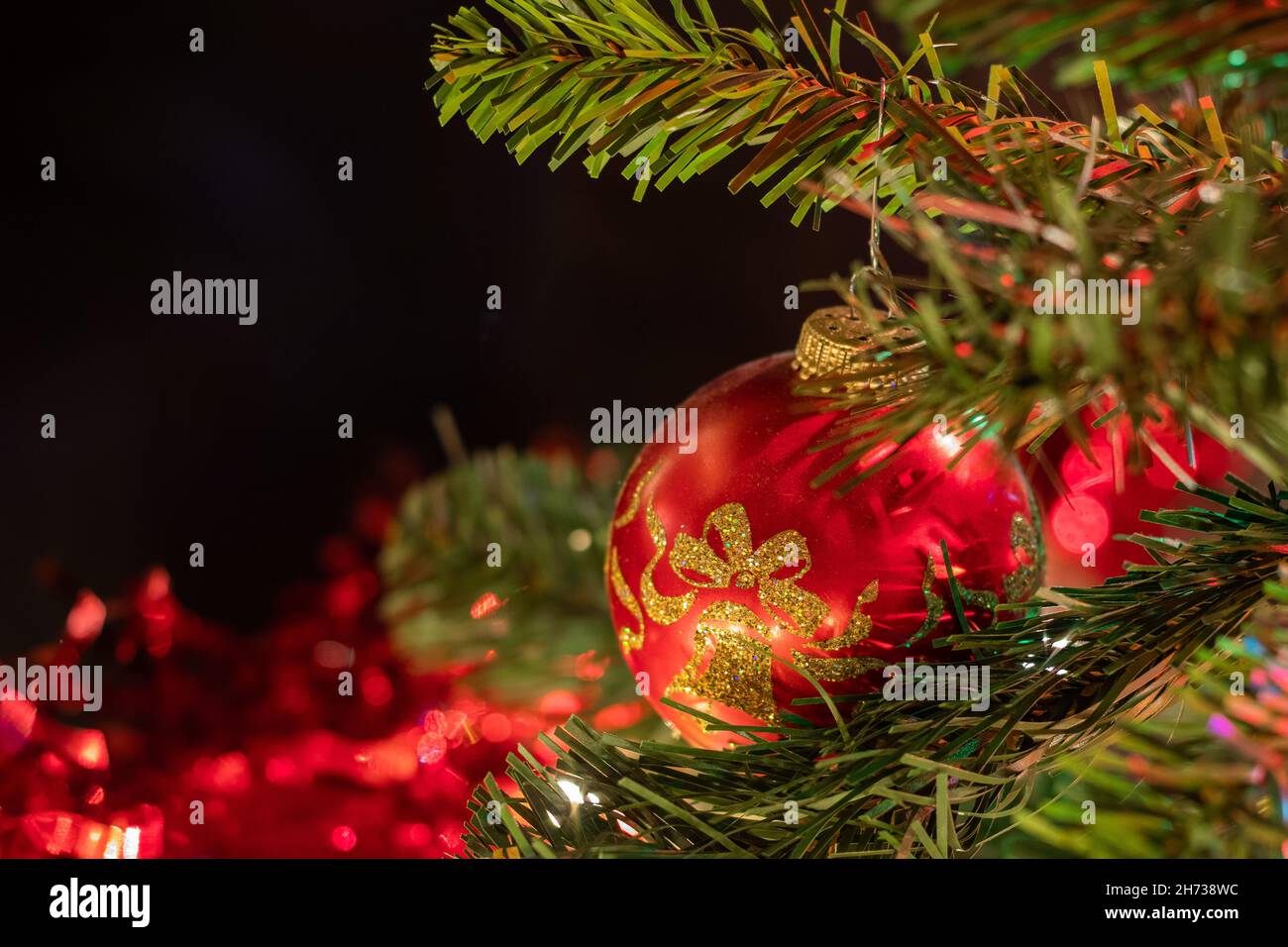 christmas celebration, tree, balls and lights Stock Photo - Alamy