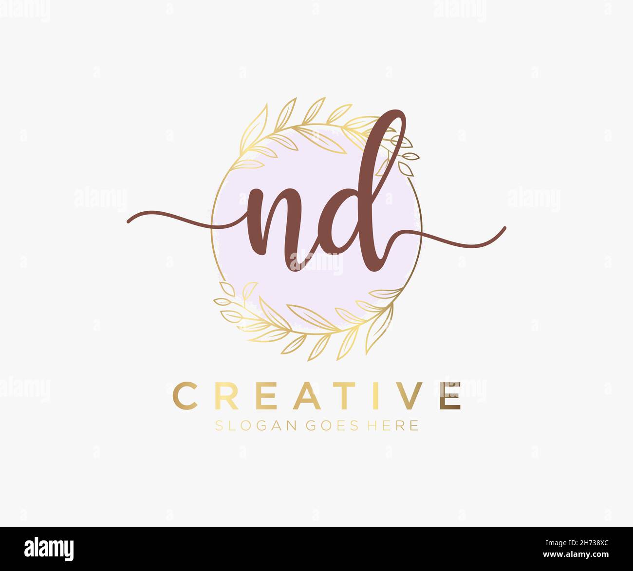 ND feminine logo. Usable for Nature, Salon, Spa, Cosmetic and Beauty Logos. Flat Vector Logo Design Template Element. Stock Vector