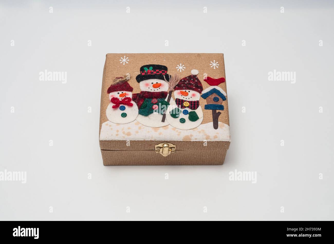 A closed box for miniature Christmas decorations. Stock Photo