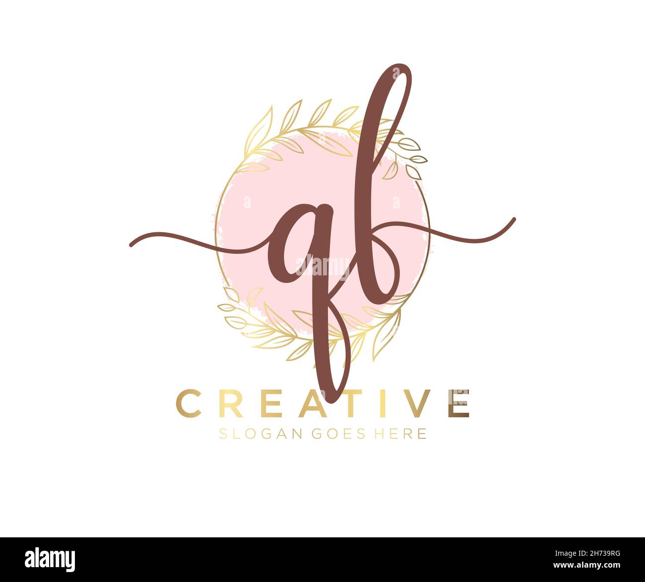 QF feminine logo. Usable for Nature, Salon, Spa, Cosmetic and Beauty Logos. Flat Vector Logo Design Template Element. Stock Vector