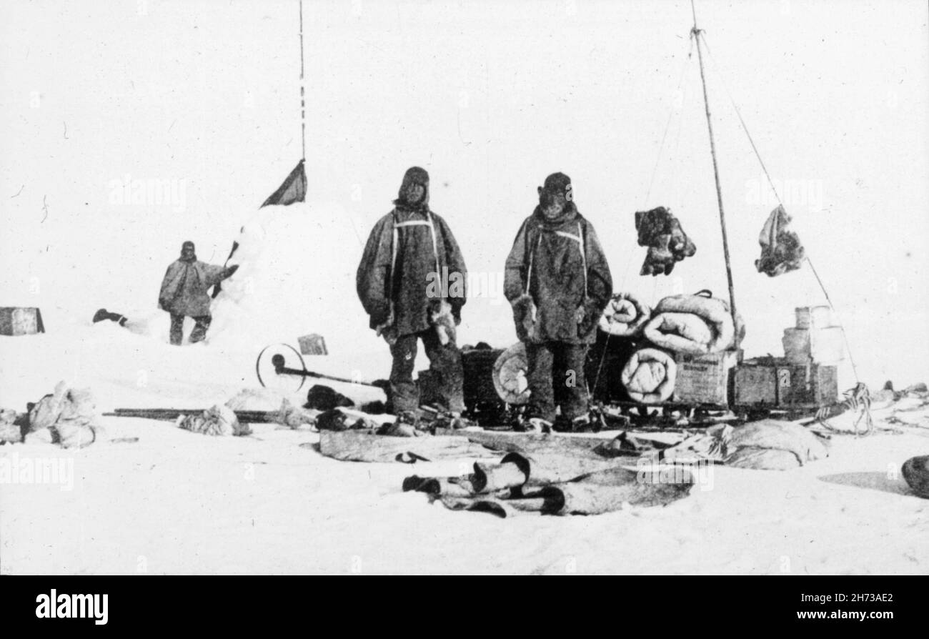 Members of the Ernest Shackleton Nimrod expedition to reach the South Pole in 1907-1909 Stock Photo