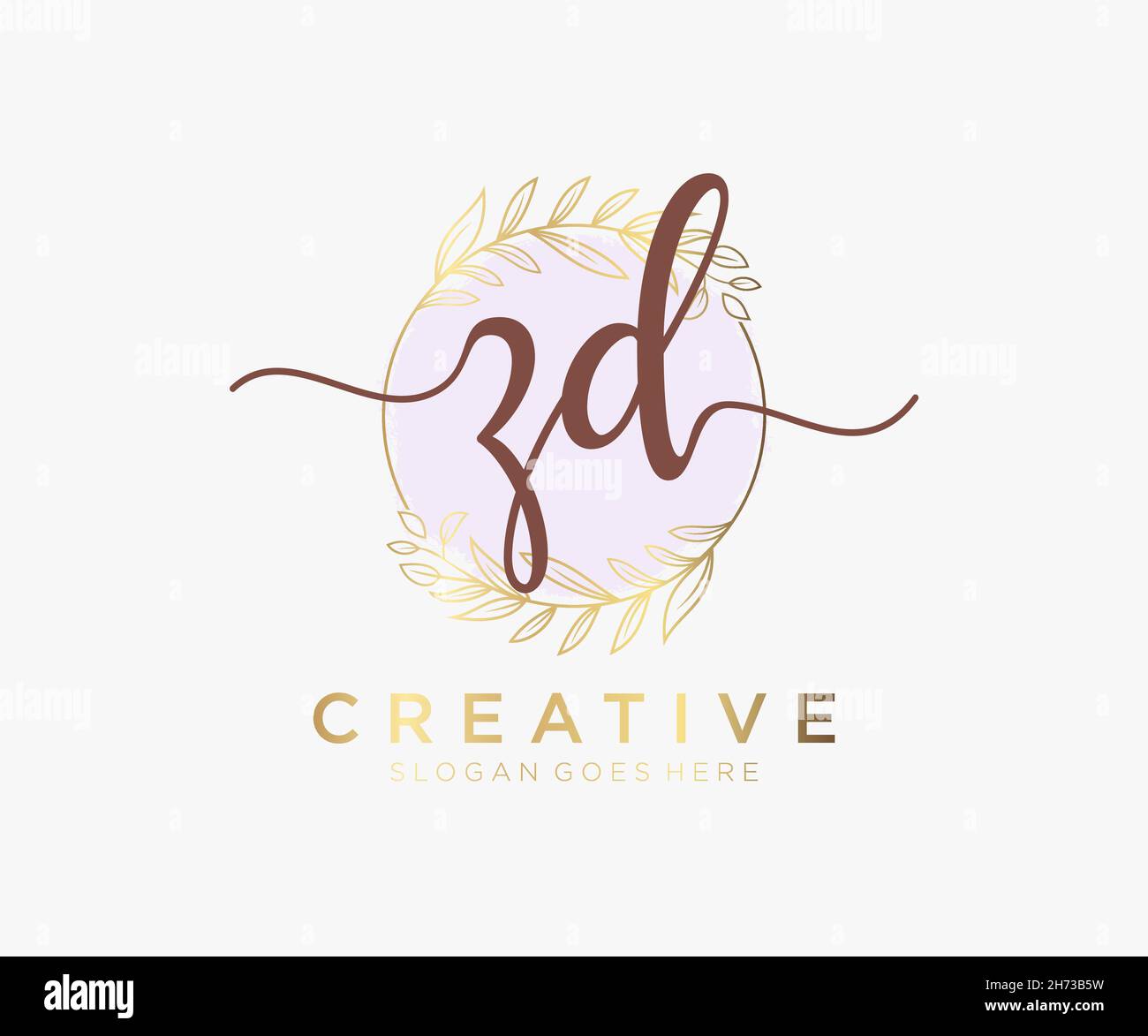 ZD feminine logo. Usable for Nature, Salon, Spa, Cosmetic and Beauty Logos. Flat Vector Logo Design Template Element. Stock Vector