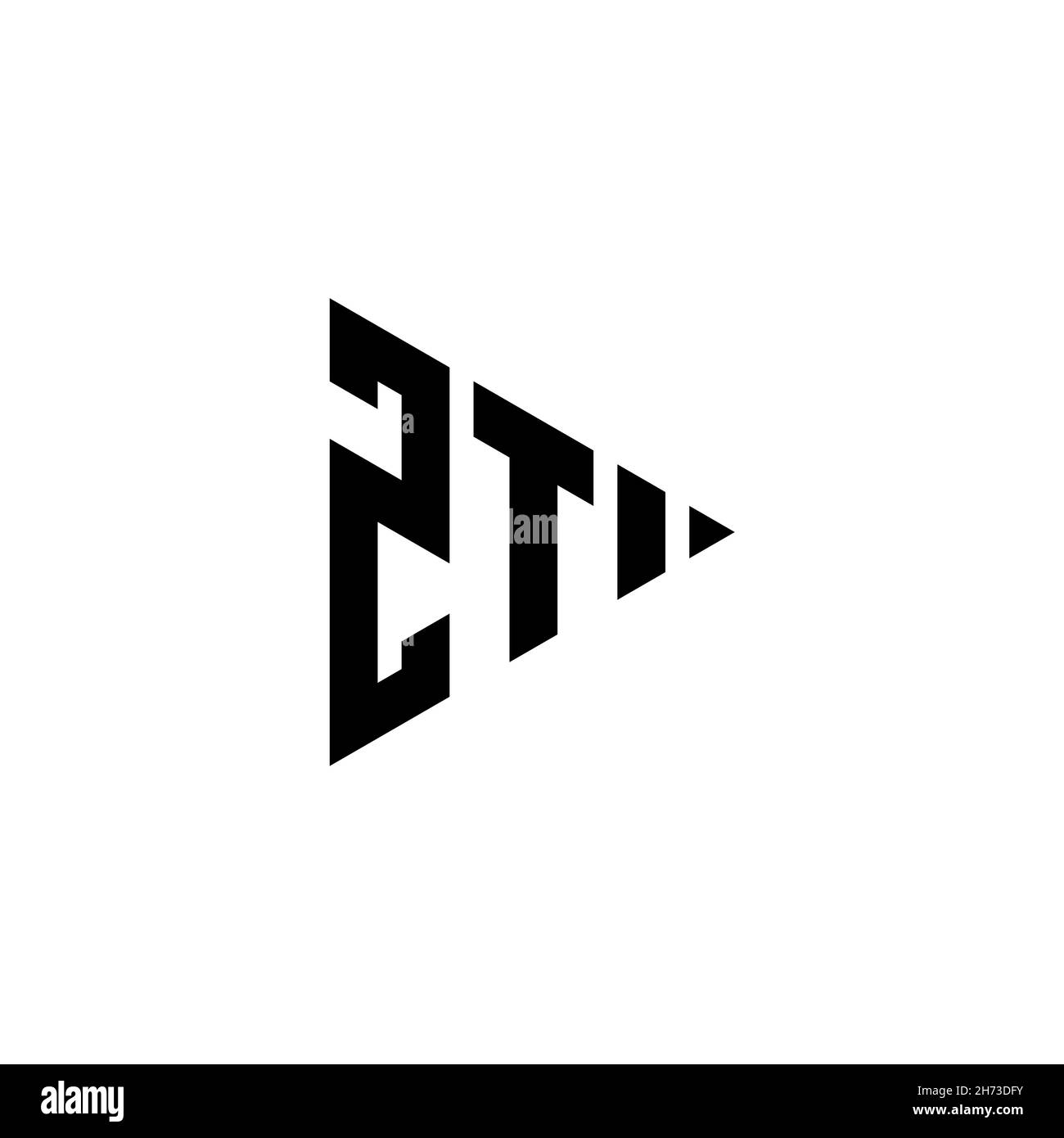 ZT Monogram logo letter with triangle play button shape style on ...