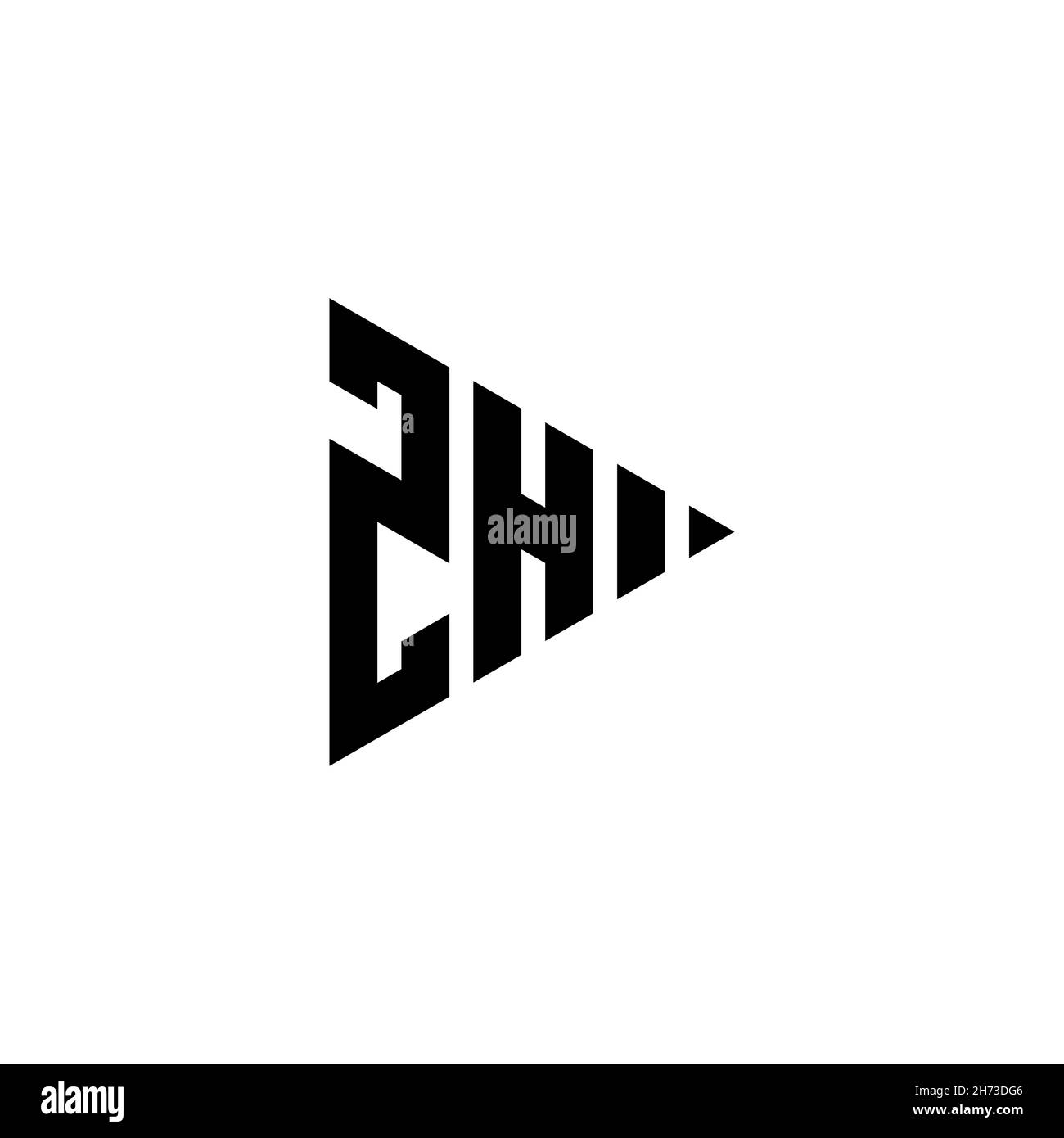 ZH Monogram logo letter with triangle play button shape style on ...
