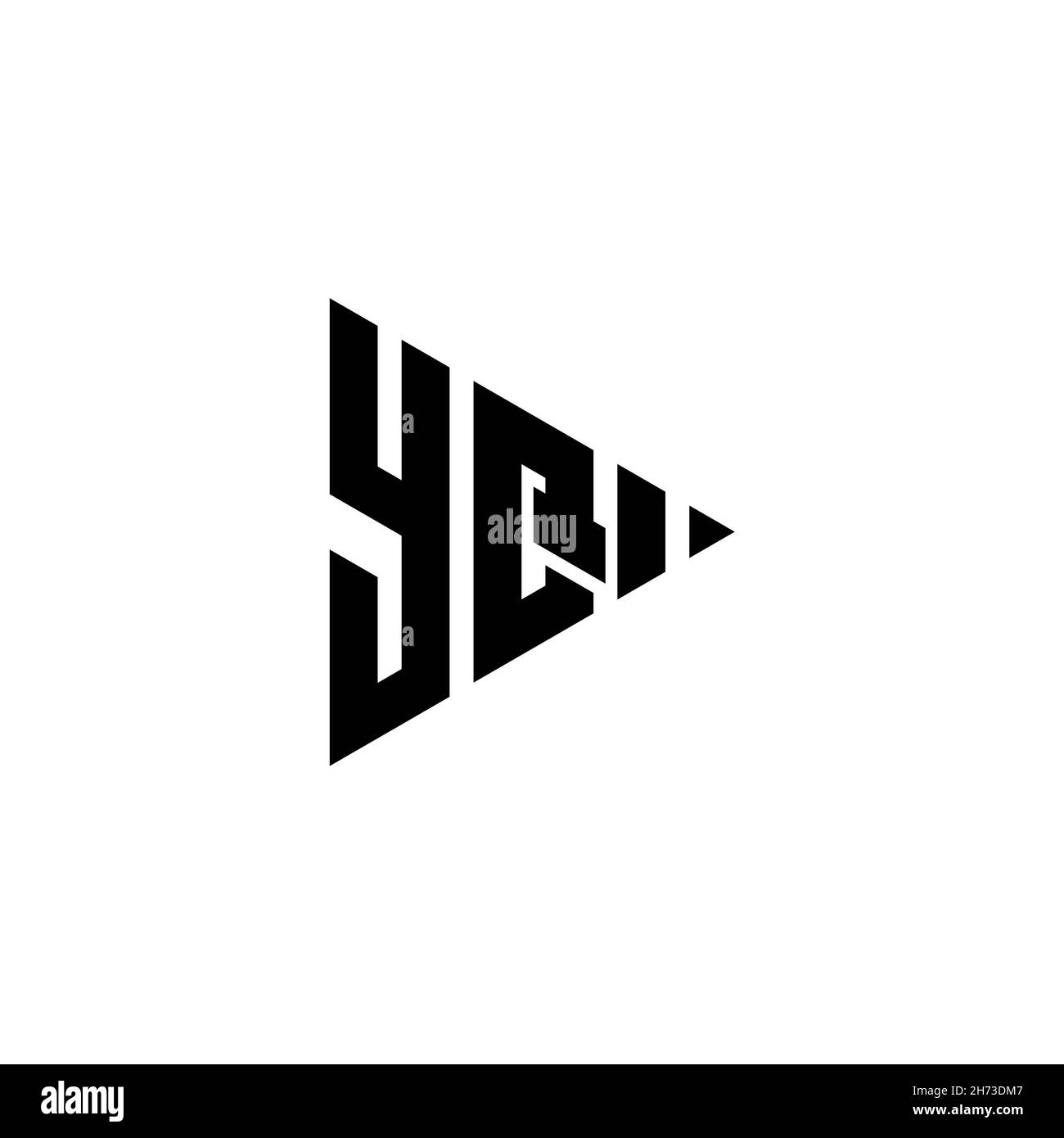 YQ Monogram logo letter with triangle play button shape style on isolated background. Triangle monogram logo, triangle play logo letter. Stock Vector