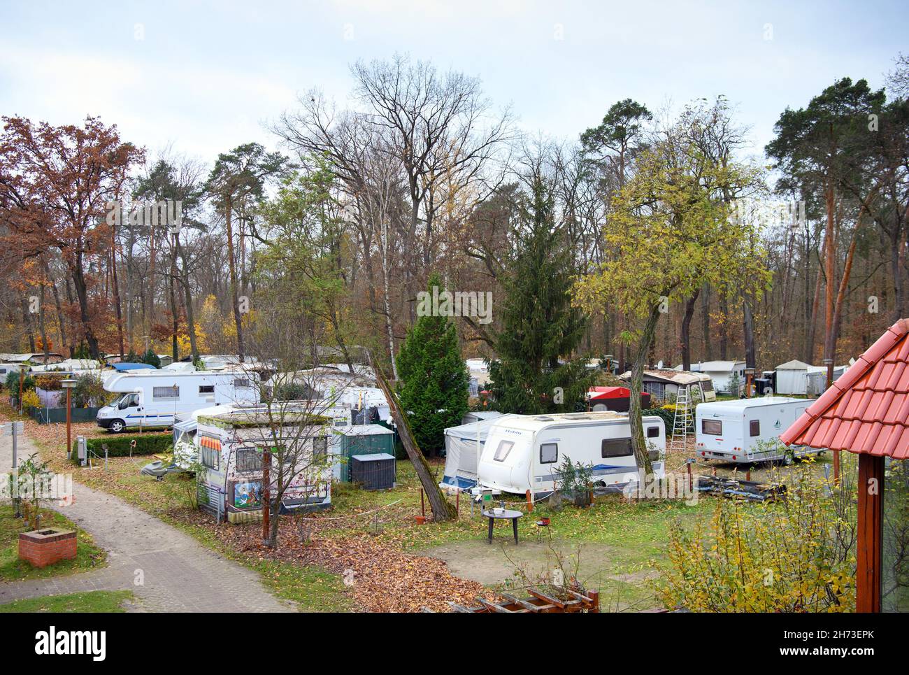 19 November 2021, Brandenburg, Potsdam Caravans, motorhomes and tents