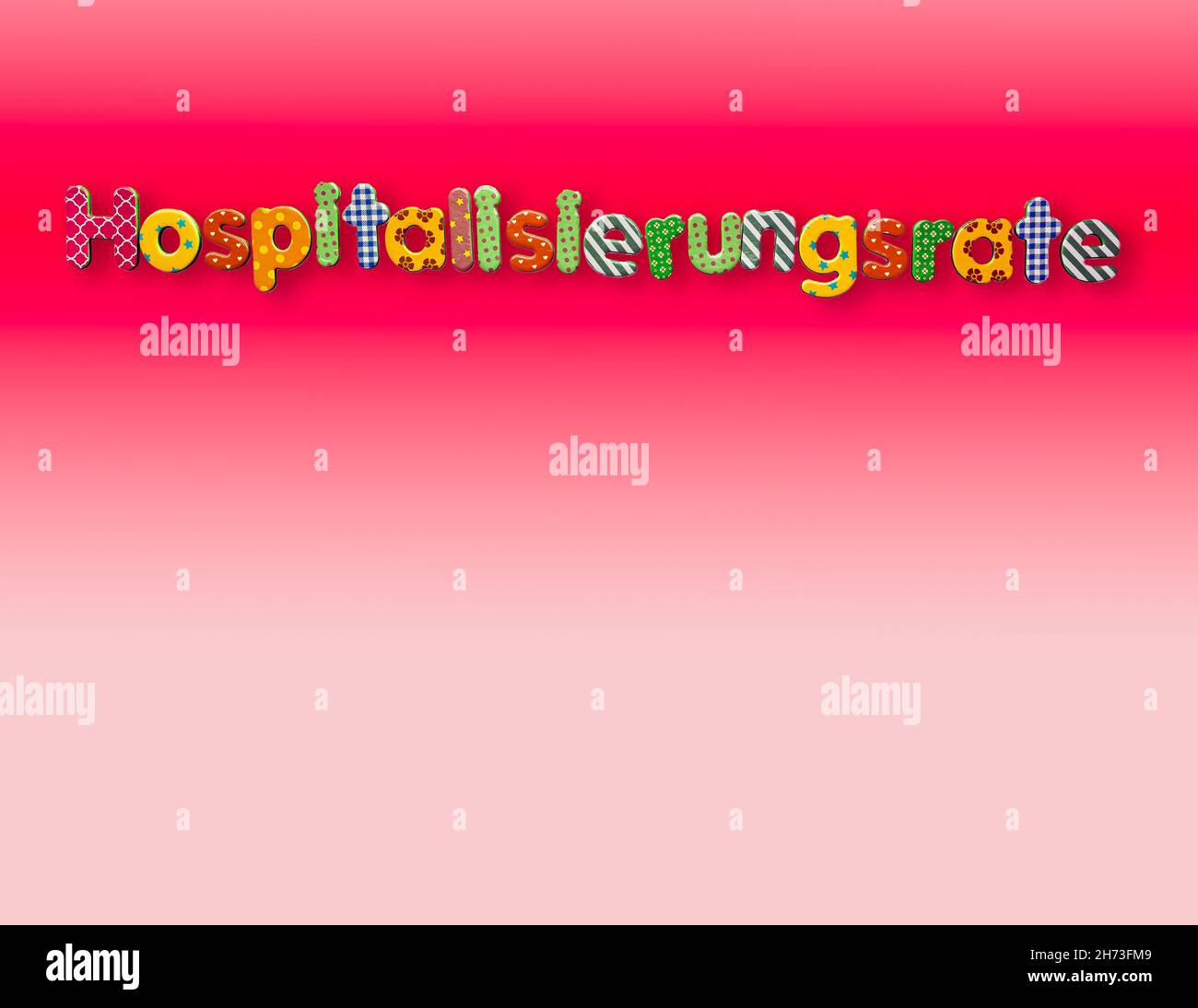 The german word Hospitalisierungsrate in letters with the meaning of