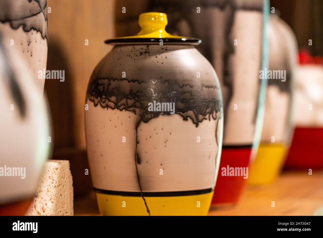 Mark of the Potter, located in the old Grandpa Watts gristmill in Clarkesville, Georgia, offers handmade fine pottery by local artisans. (USA) Stock Photo