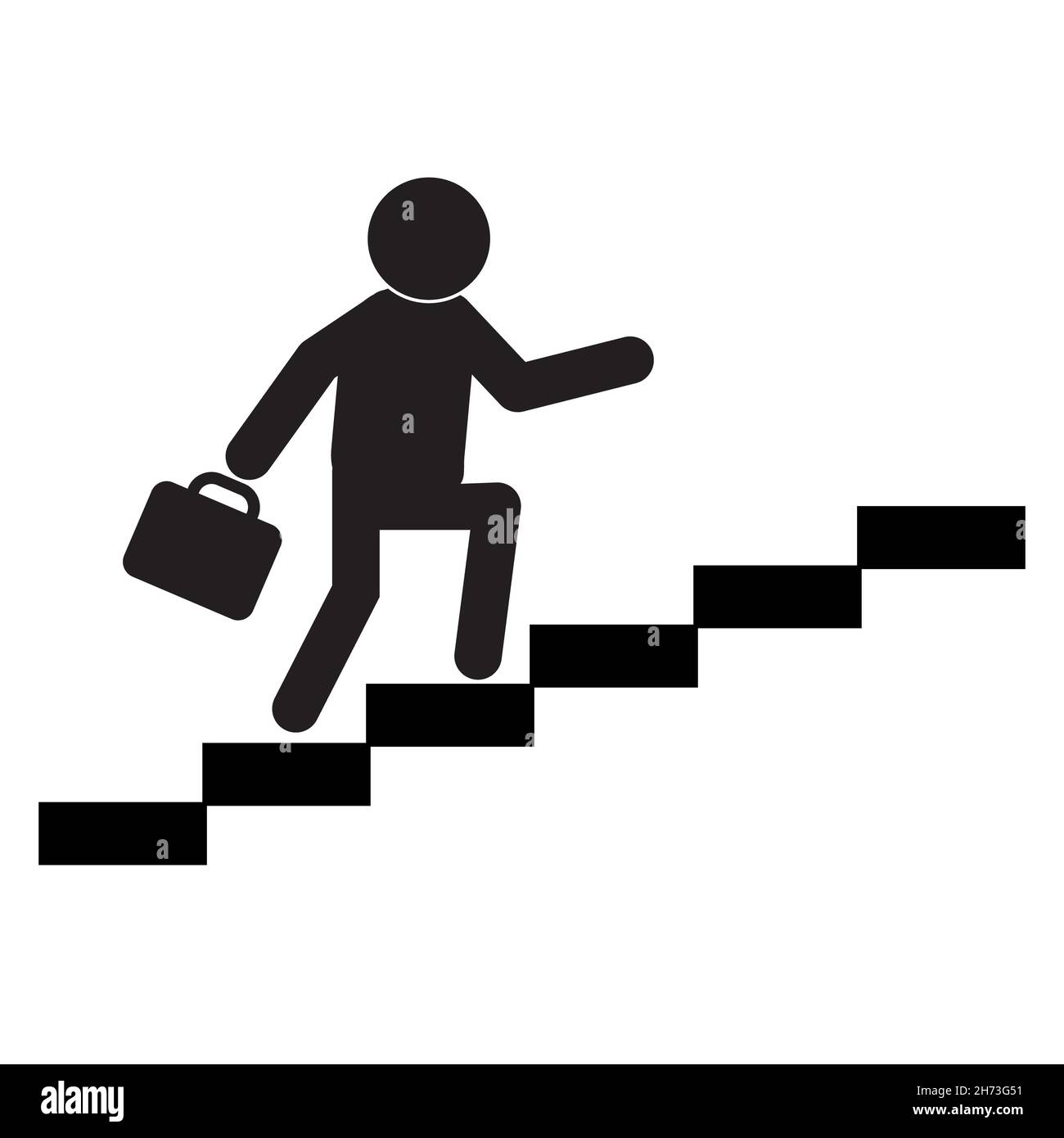 businessman walks up the stairs icon on white background. Business concept growth sign. flat style. Stock Photo