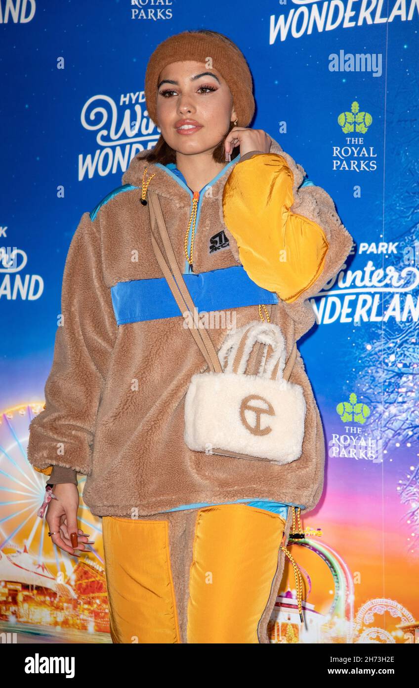 London, UK. 18th Nov, 2021. Singer Mabel attends the VIP Preview ...