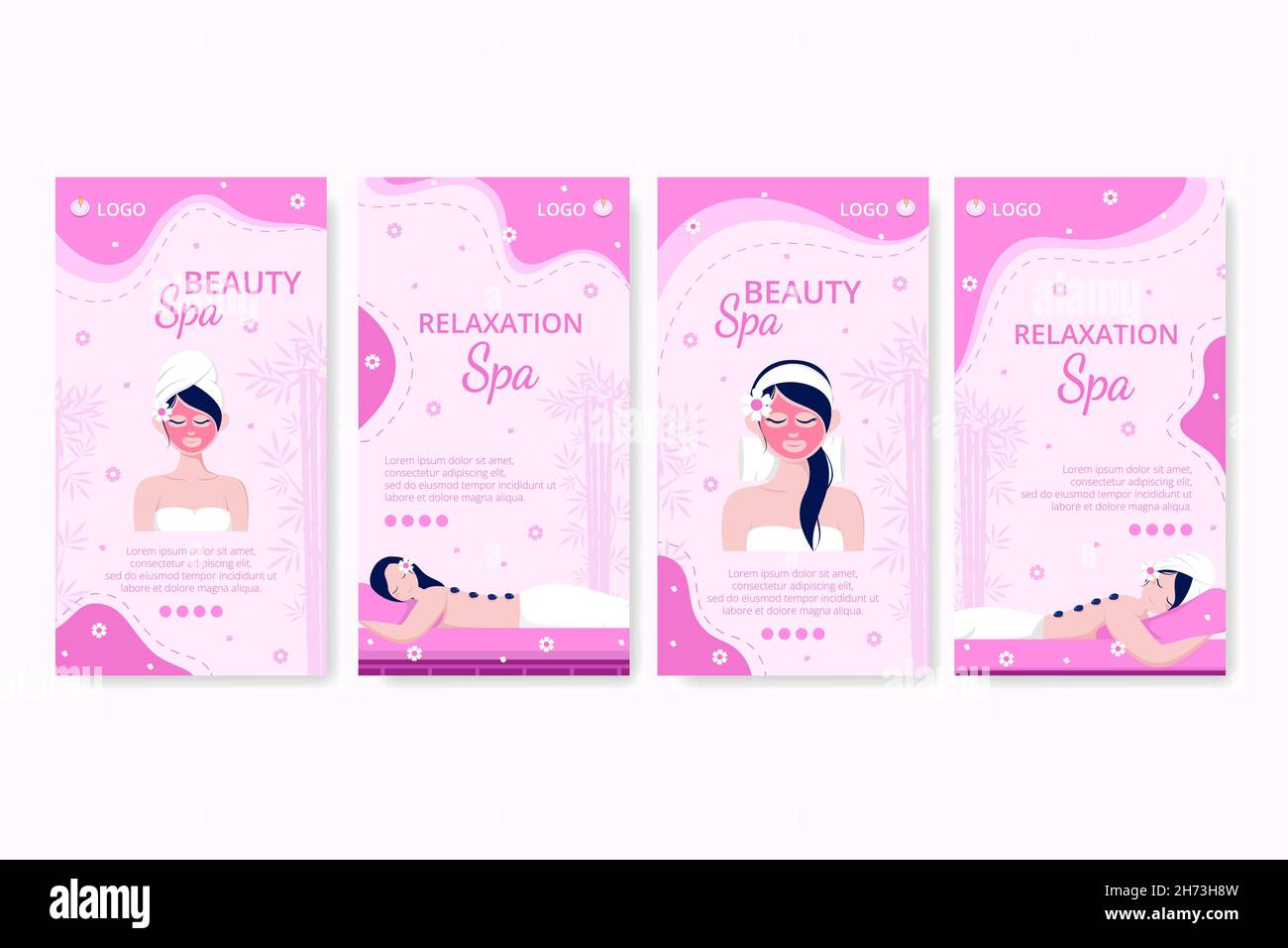 Beauty Spa and Yoga Stories Editable of Square Background Suitable for Social Media, Feed, Card, Greetings, Print and Web Internet Ads Stock Vector