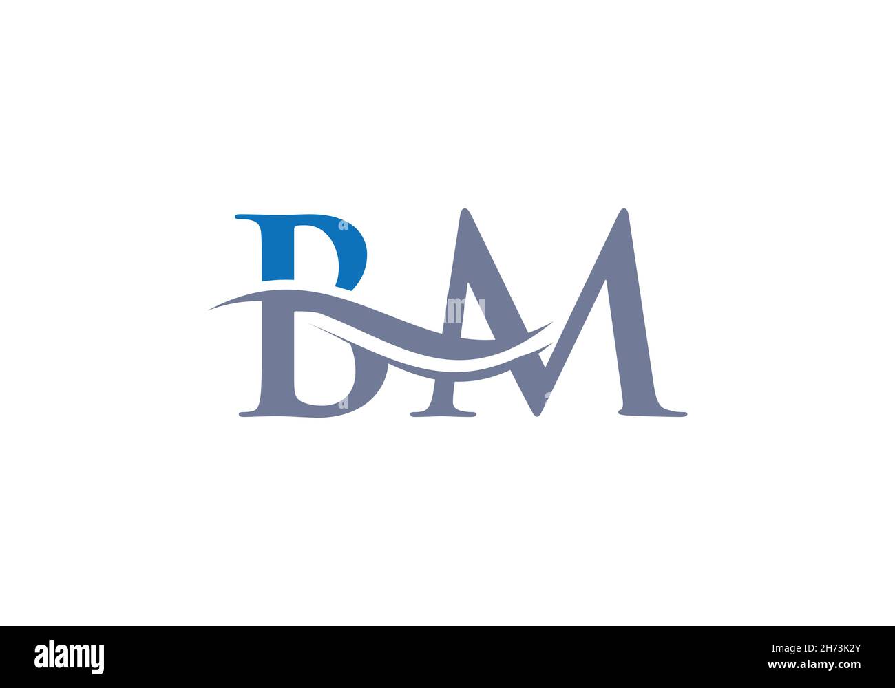 Premium Letter BM Logo Design with water wave concept. BM letter logo design with modern trendy Stock Vector