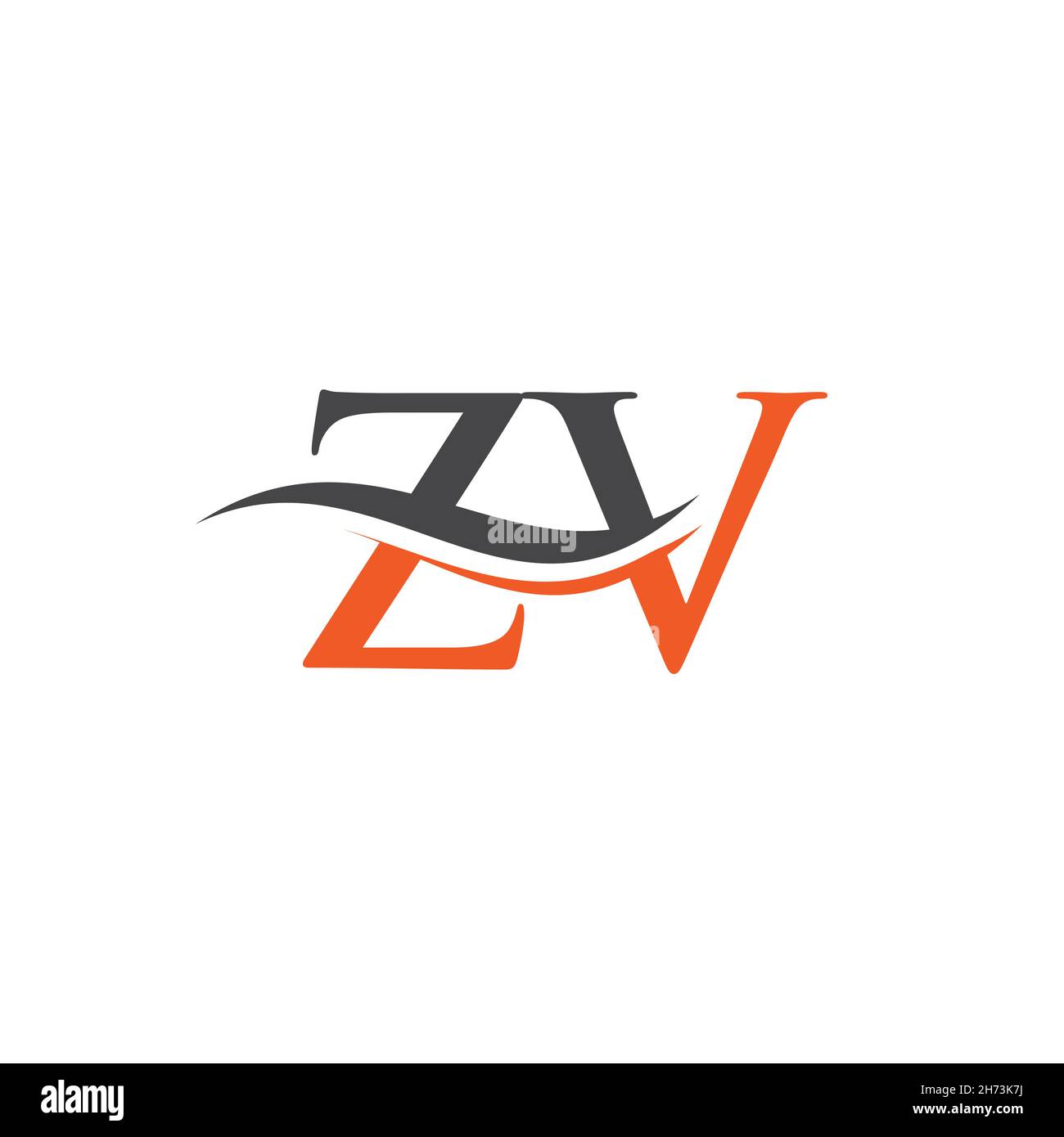 Water Wave ZV Logo Vector. Swoosh Letter ZV Logo Design for business