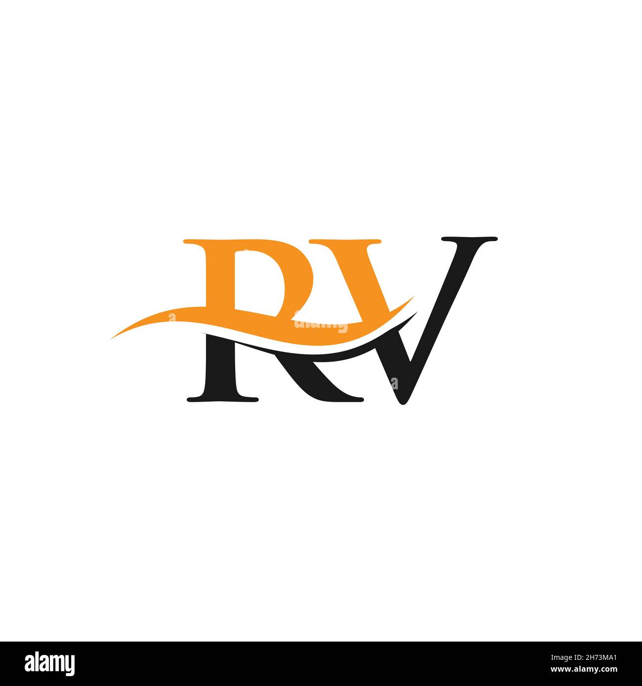 Initial RV letter linked logo vector template. Swoosh letter RV logo design. RV Logo design vector Stock Vector