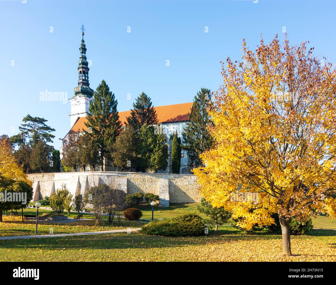 Nove Mesto nad Vahom (Neustadt an der Waag): Church of the Nativity of the Virgin Mary in , , Slovakia Stock Photo