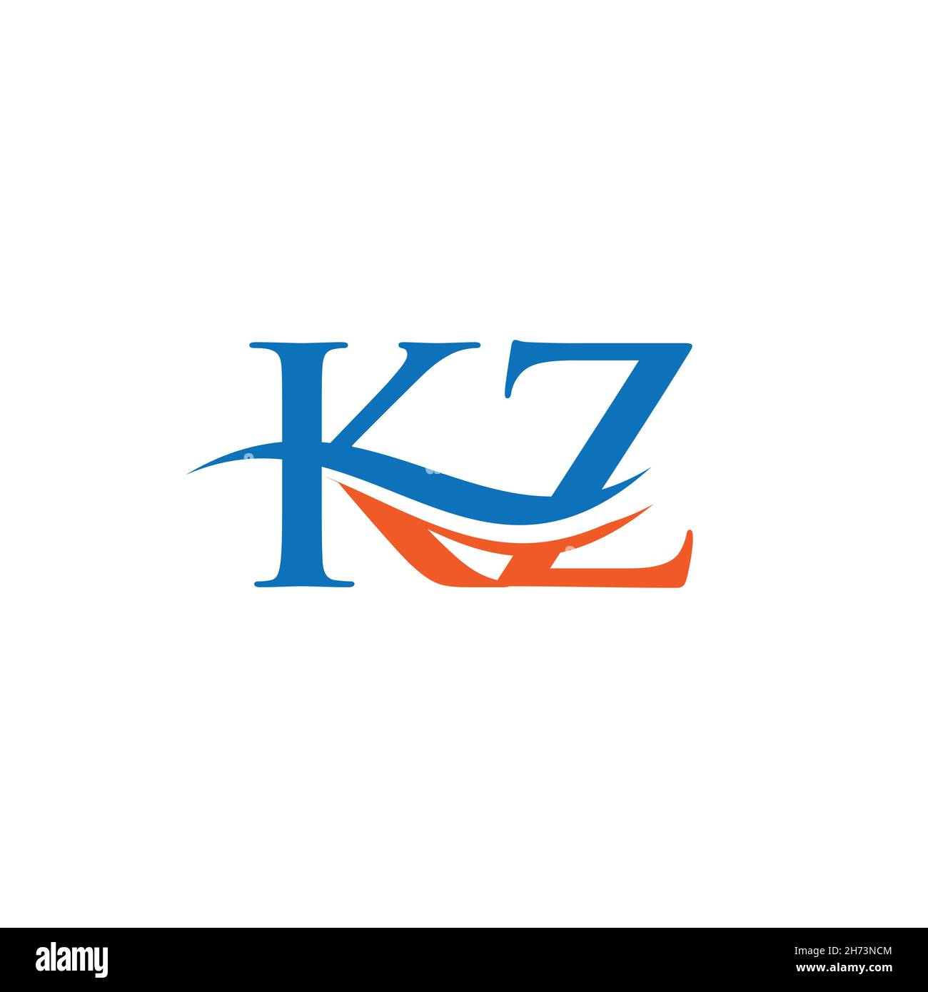 KZ Logo design vector. Swoosh letter KZ logo design Stock Vector