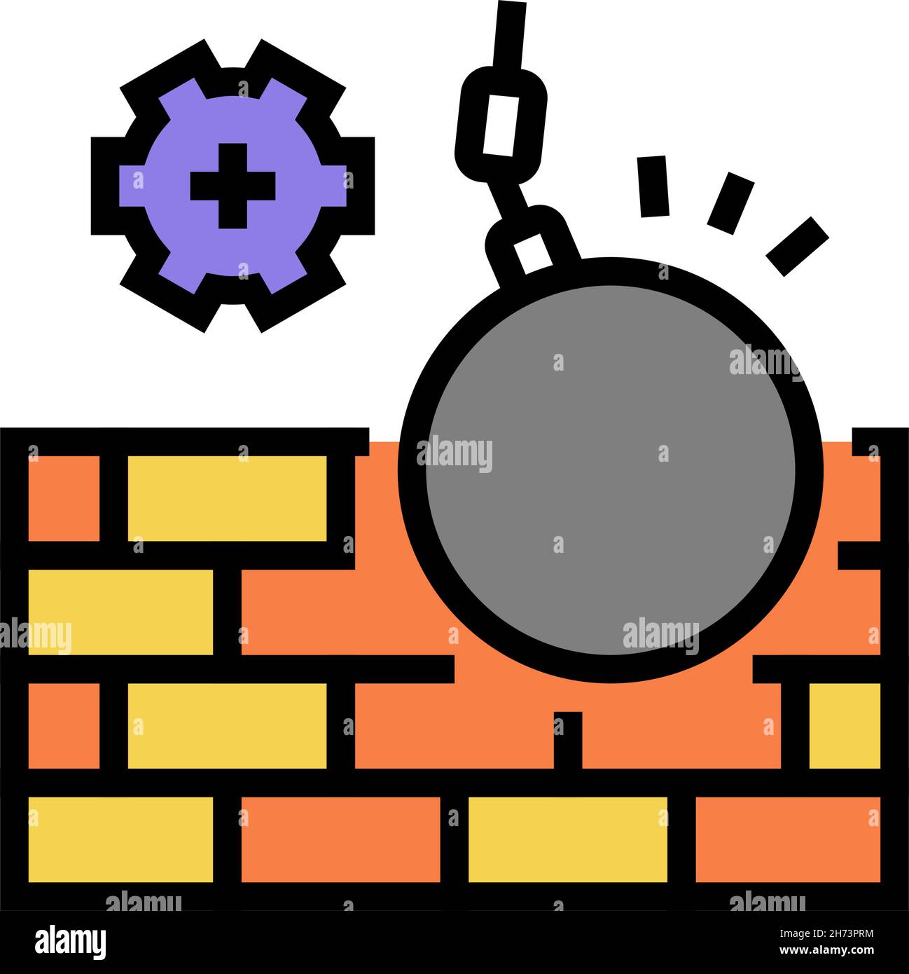 wall building construction dismantling color icon vector illustration