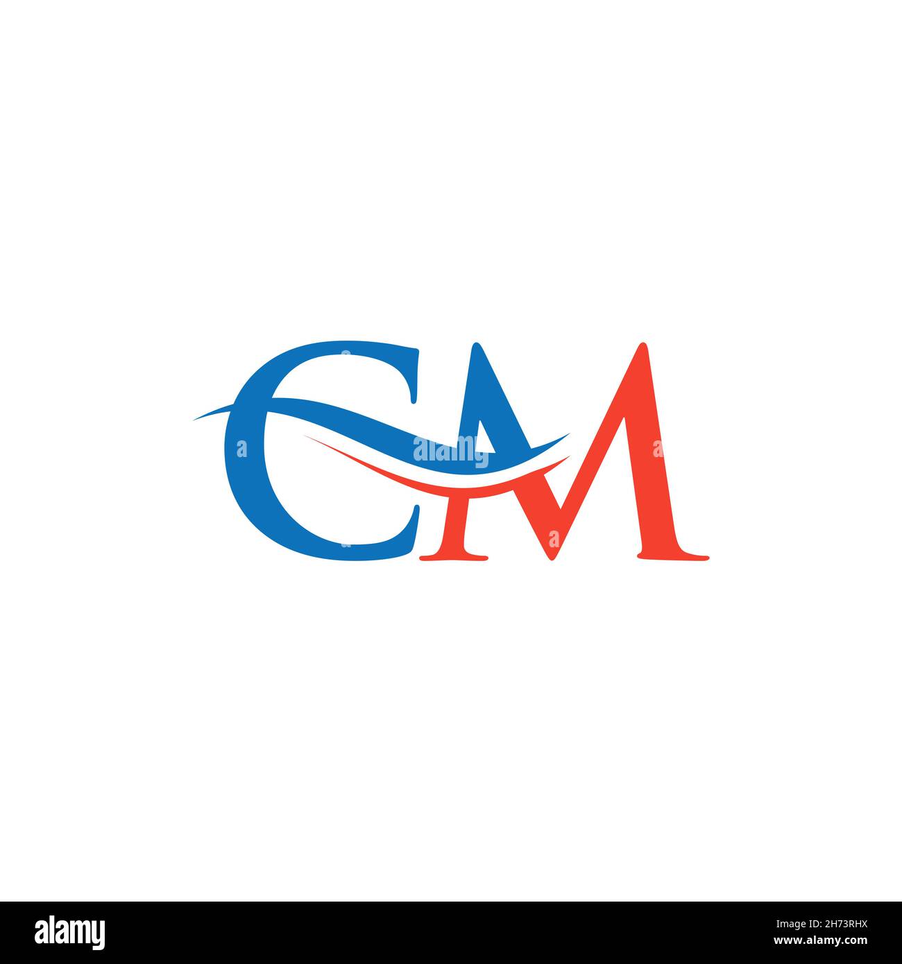 CM Logo design vector. Swoosh letter CM logo design Stock Vector