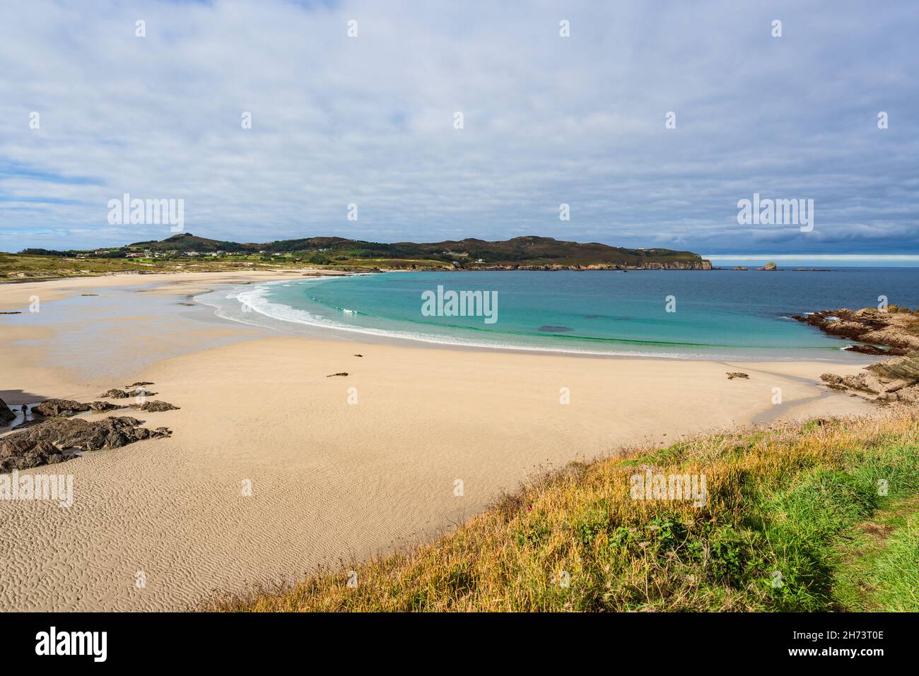 Santa Comba beach. Undeveloped landscape in Ferrol, Northern Spain. Stock Photo