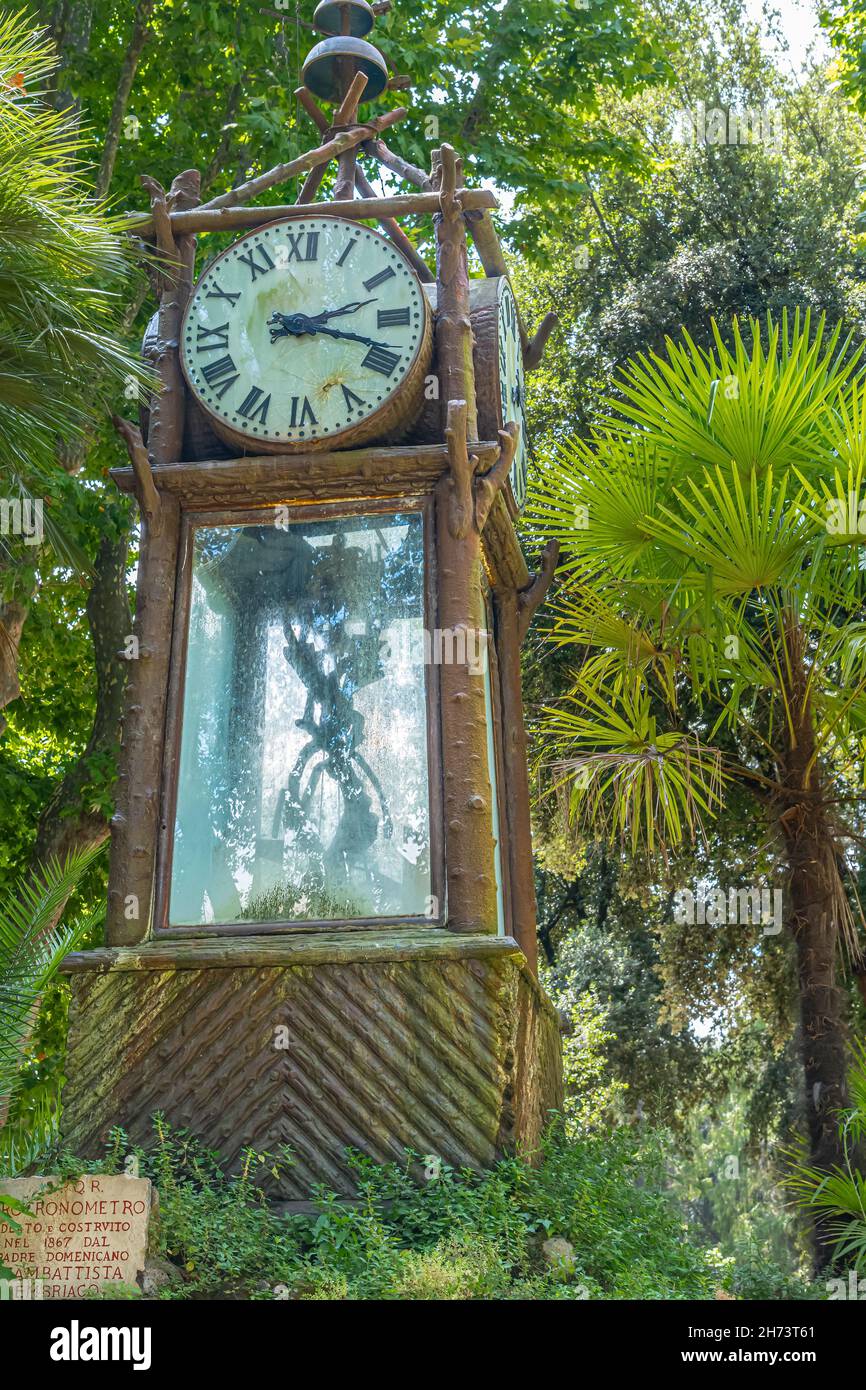 Hydrochronometer or water powered clock in the beautiful Villa