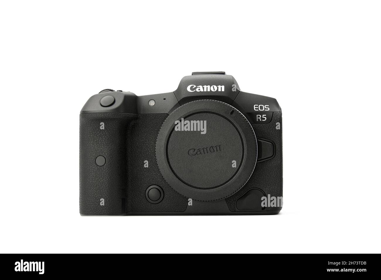 Canon EOS R5 Mirrorless Digital Camera with 8k raw video on a white