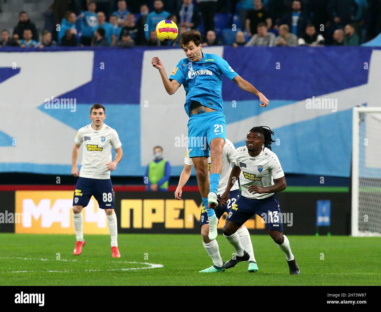 Saint Petersburg, Russia - 19 November 2021: Football. Russian Premier ...