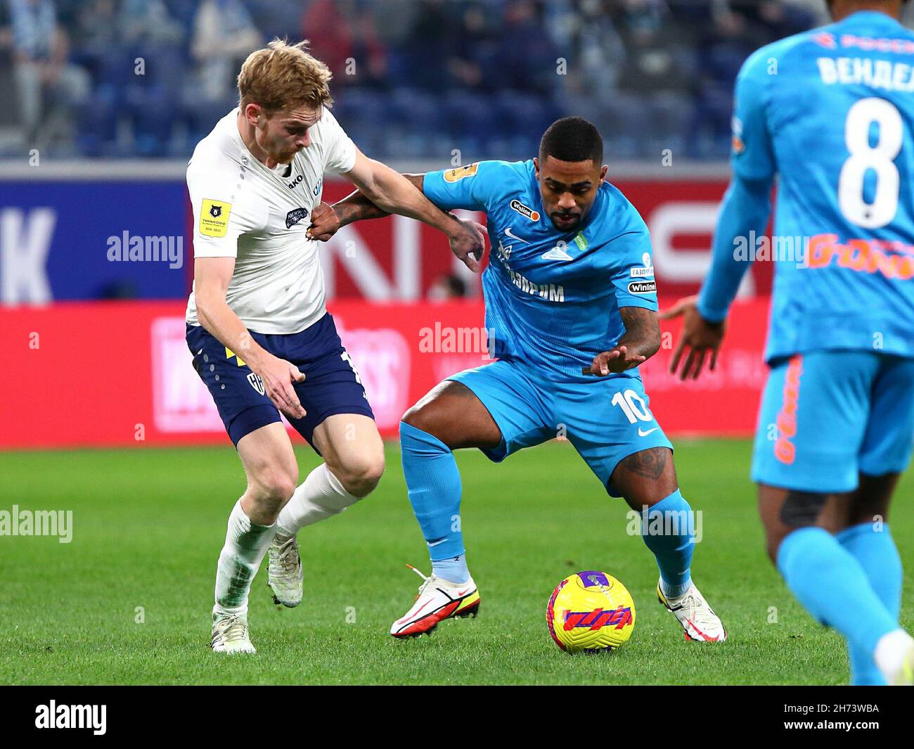 MOSCOW, RUSSIA, OCTOBER 20, 2021. The 2021/22 UEFA Europa League. Football  match between Spartak (Moscow) vs Leicester City (Leicester, England) at  Otkritie Arena in Moscow. Leicester von 3:4.Photo by Stupnikov Alexander/FC  Spartak