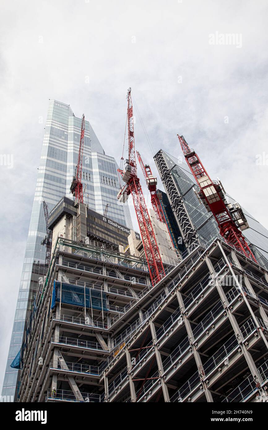 LONDON UK JULY 23 2021 Office Tower At 8 Bishopsgate Under LONDON UK JULY 23 2021 Office Tower At 8 Bishopsgate Under