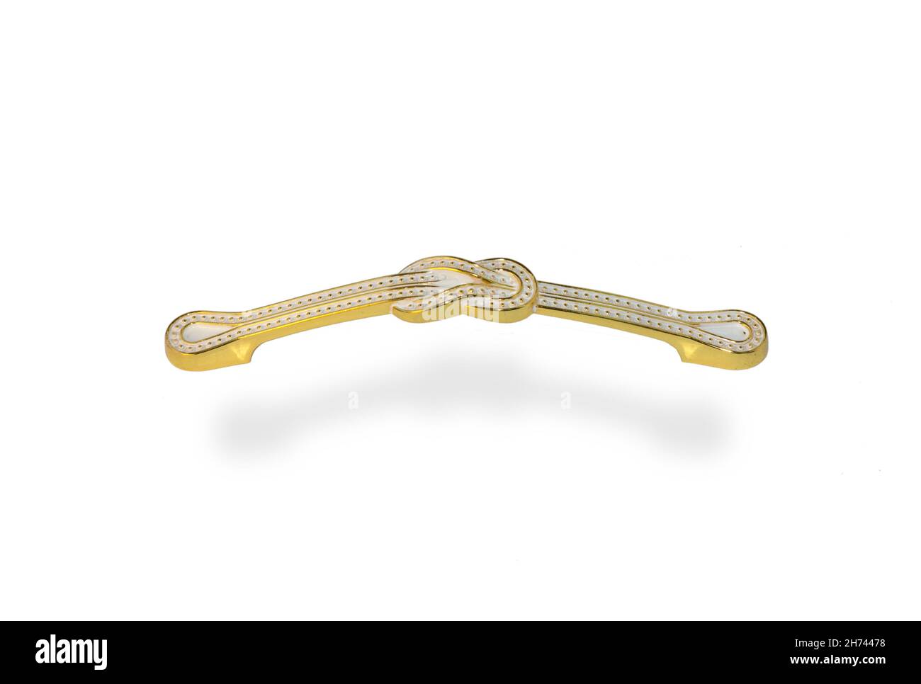 Golden Door Knocker with a white dusting Isolated On White Stock Photo