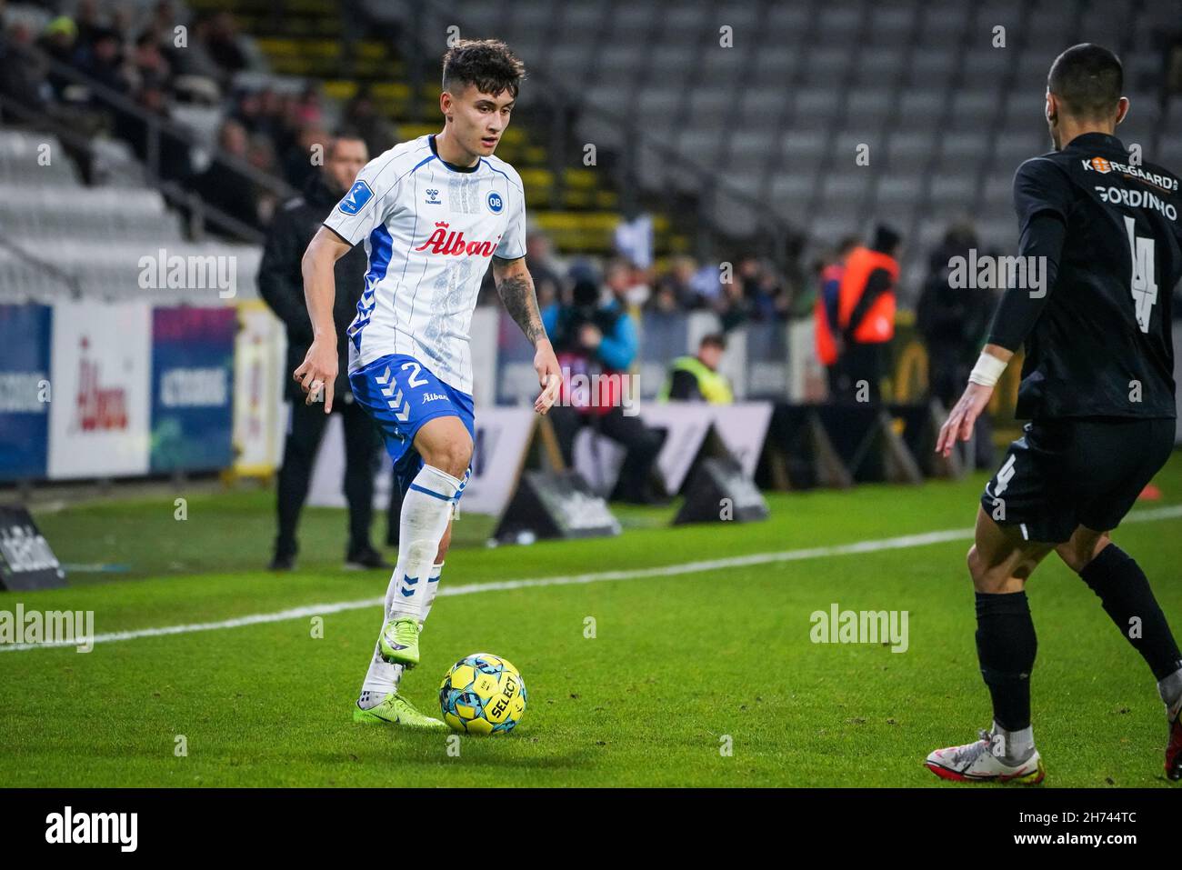 Odense, Denmark. 19th Nov, 2021. Nicholas Mickelson (2) of OB seen