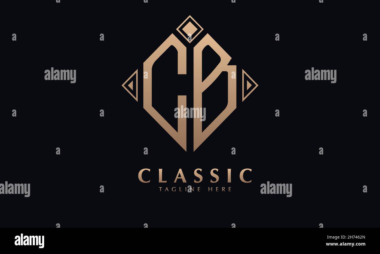 Alphabet CB or BC diamond illustration monogram vector logo template Stock Vector