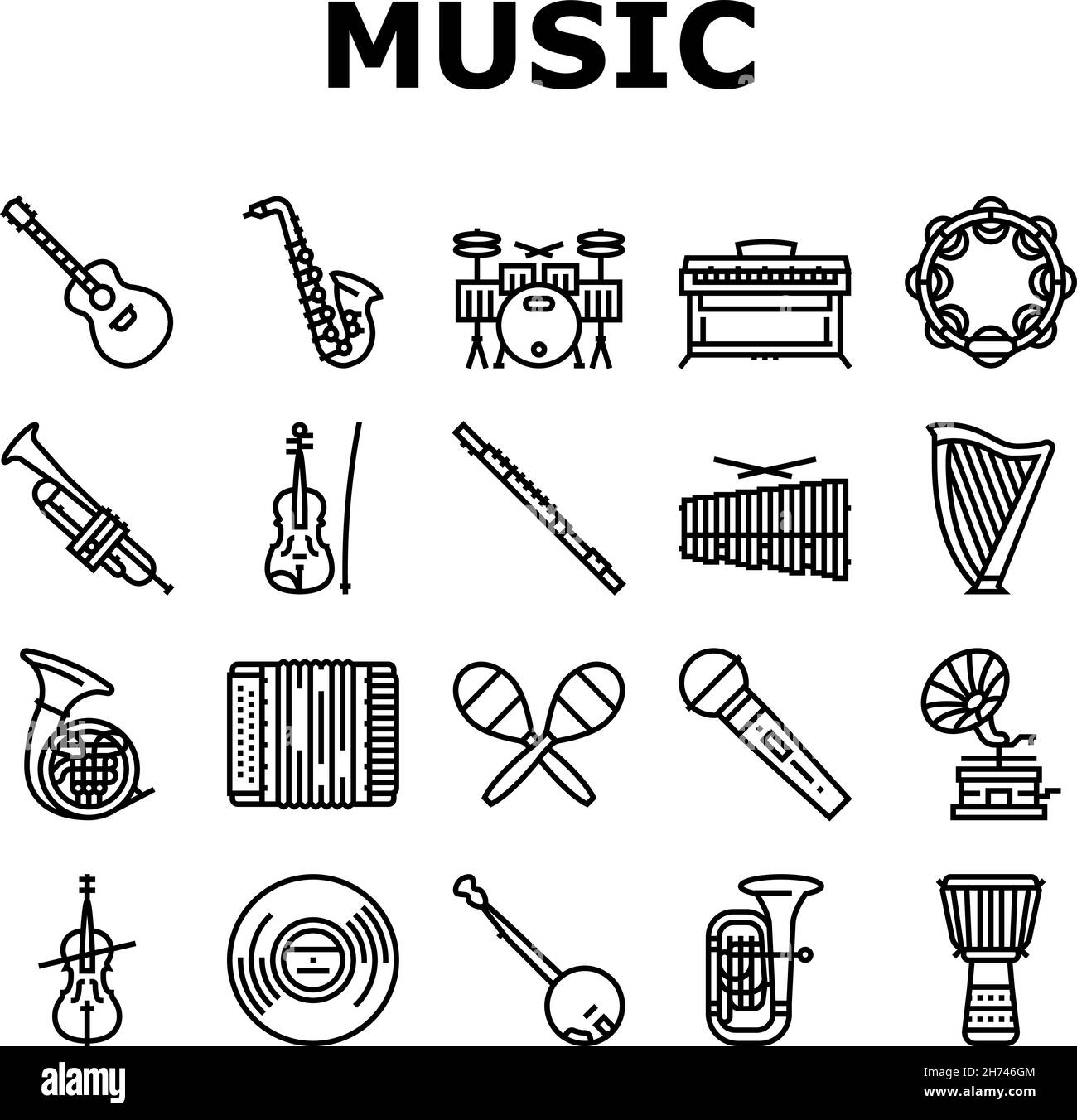 Music Instruments Performance Icons Set Vector Stock Vector Image & Art ...