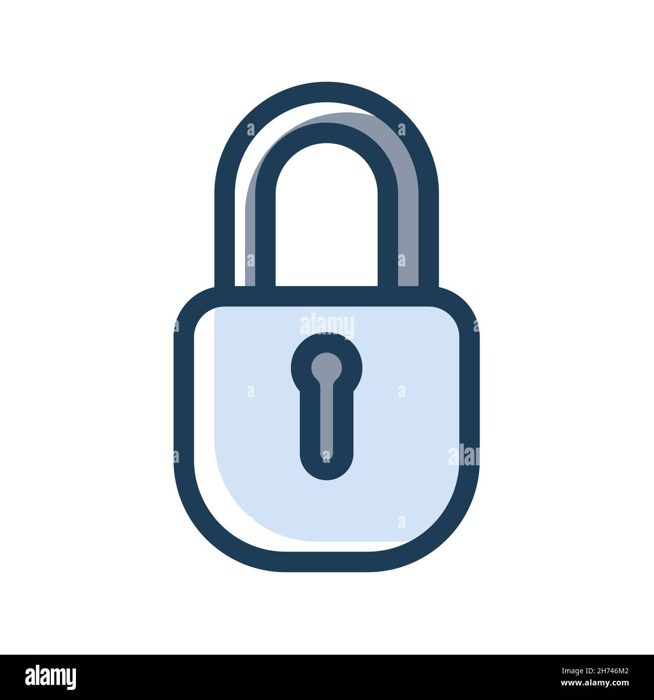 padlock security single isolated icon with dash or dashed line style ...