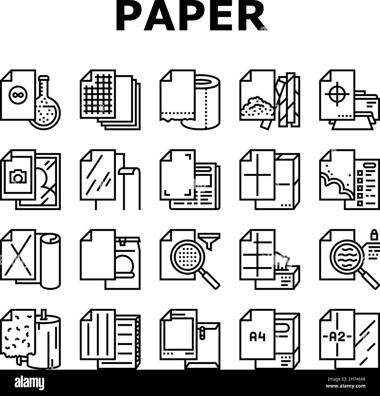 Paper List For Printing Poster Icons Set Vector Stock Vector Image ...