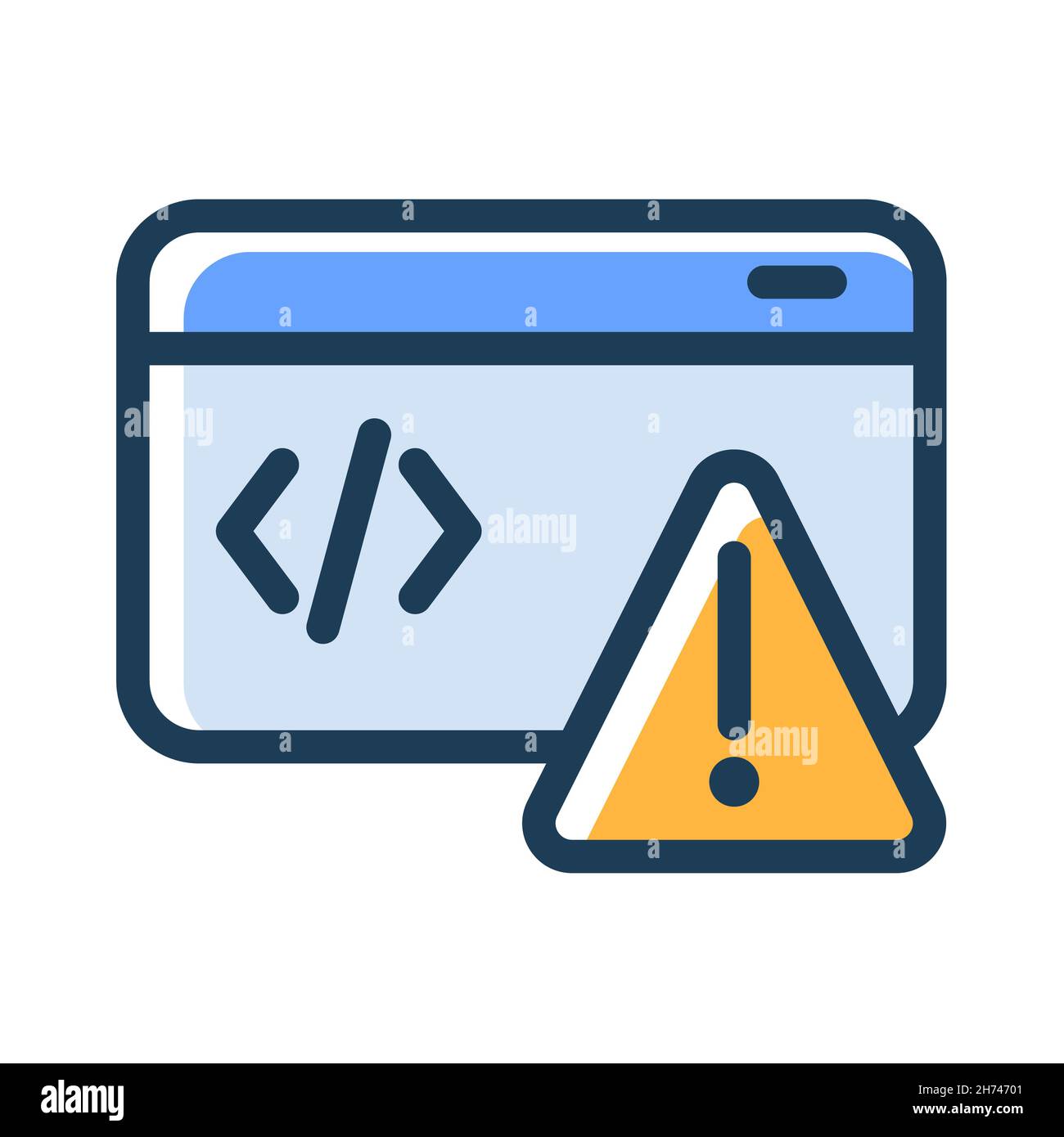 error message alert code program single isolated icon with dash or ...