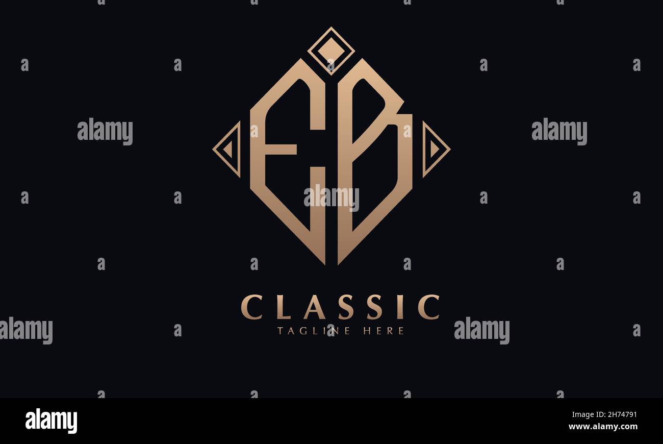 Alphabet EB or BE diamond illustration monogram vector logo template Stock Vector