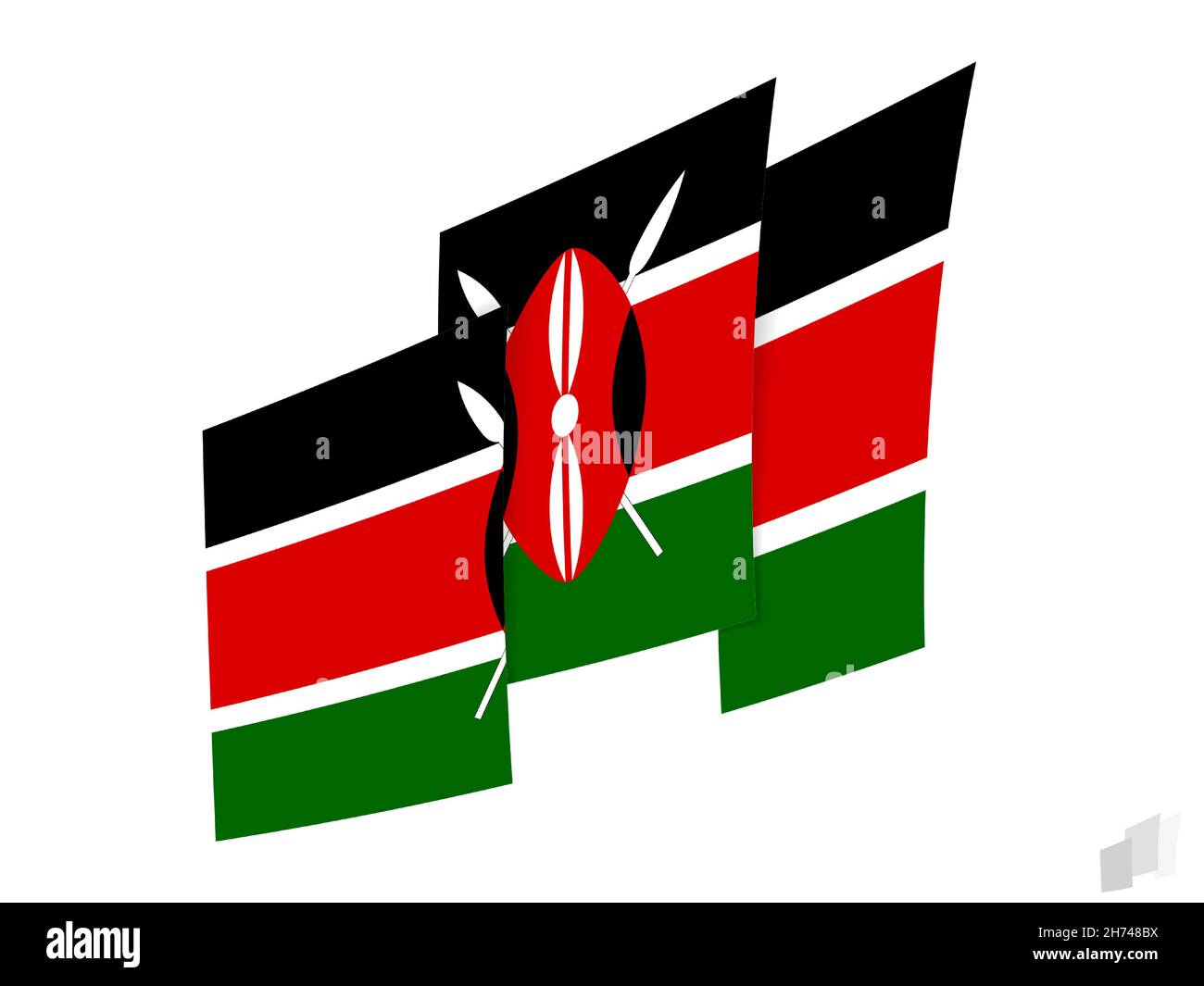 Kenya flag in an abstract ripped design. Modern design of the Kenya flag. Vector icon. Stock Vector