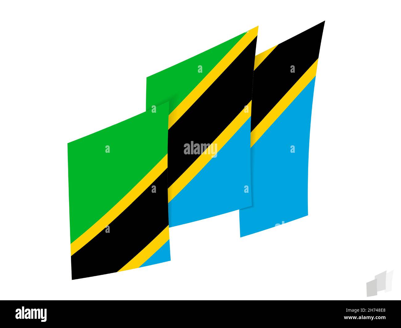 Tanzania flag in an abstract ripped design. Modern design of the Tanzania flag. Vector icon. Stock Vector