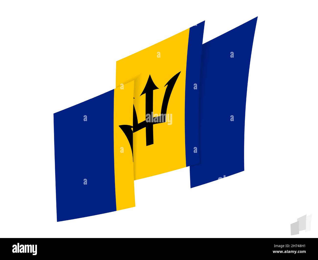 Barbados flag in an abstract ripped design. Modern design of the
