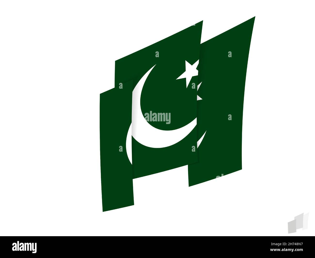 Pakistan flag in an abstract ripped design. Modern design of the ...