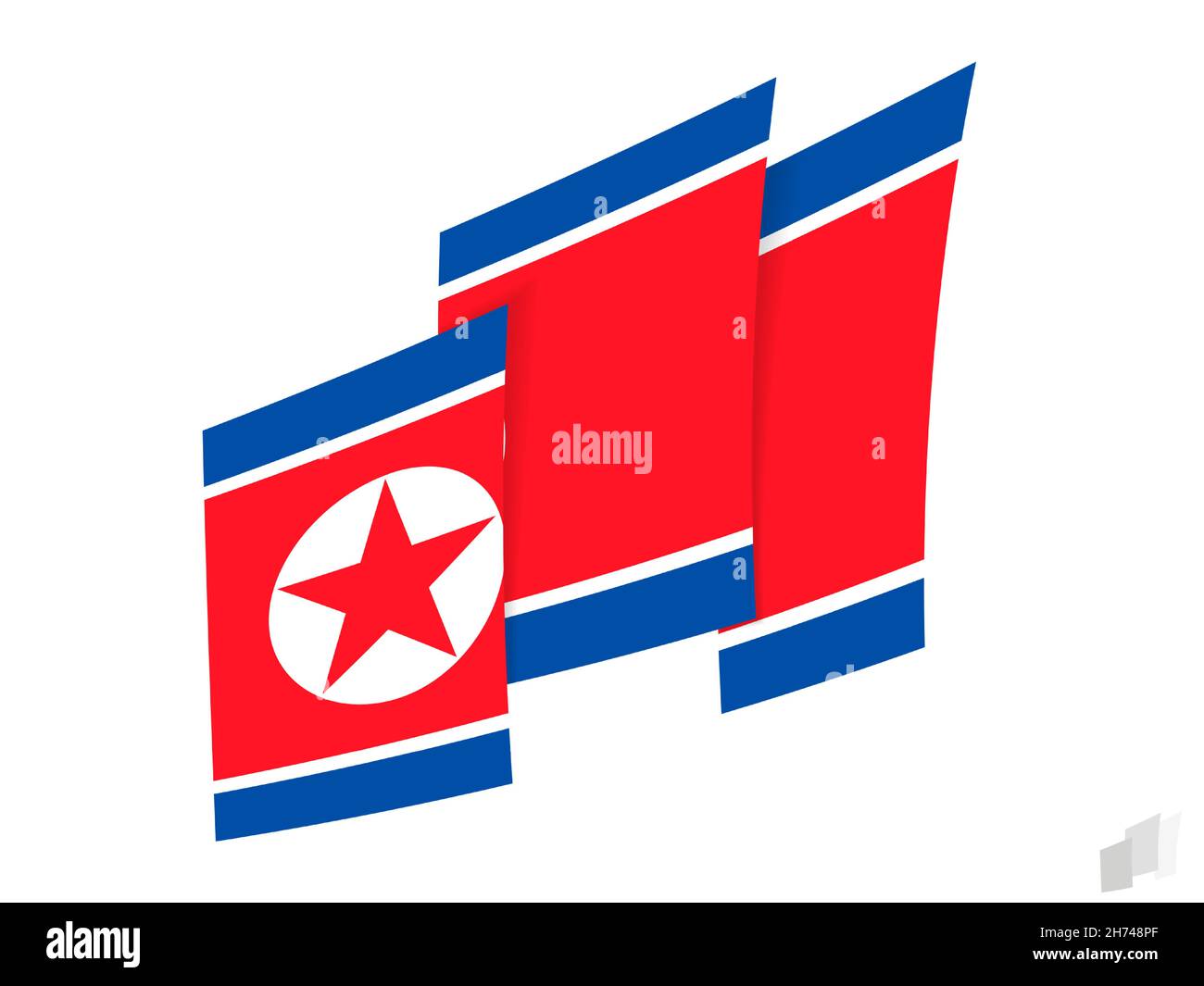 North Korea flag in an abstract ripped design. Modern design of the North Korea flag. Vector ...