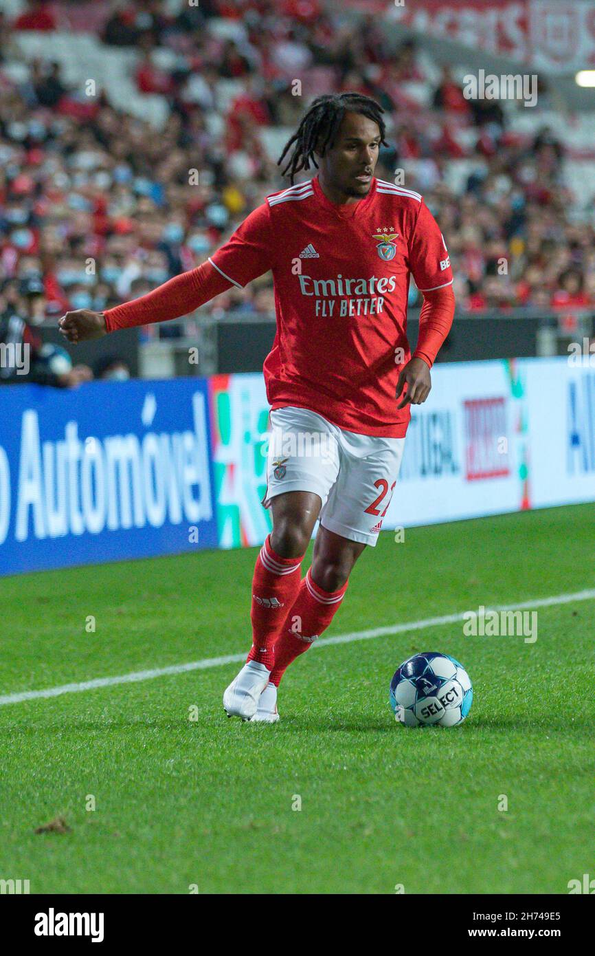 Lisbon, Portugal. 19th Nov, 2021. November 19, 2021. Lisbon, Portugal. BenficaÕs defender from Austria Valentino Lazaro (22) in action during the 4th round of the Portuguese Cup: Benfica vs Pacos de Ferreira © Alexandre de Sousa/Alamy Live News Credit: Alexandre Sousa/Alamy Live News Stock Photo