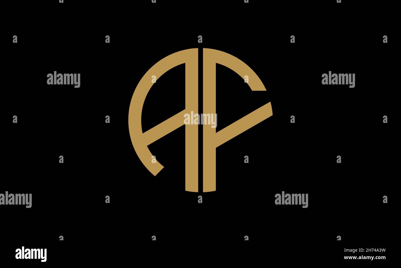 Alphabet AF or FA illustration monogram vector logo template in round shape Stock Vector