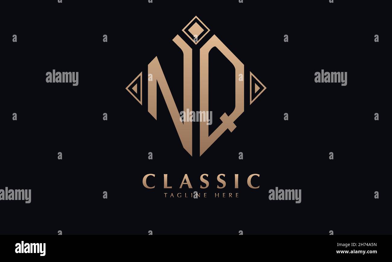Alphabet NQ or QN diamond illustration monogram vector logo template Stock Vector