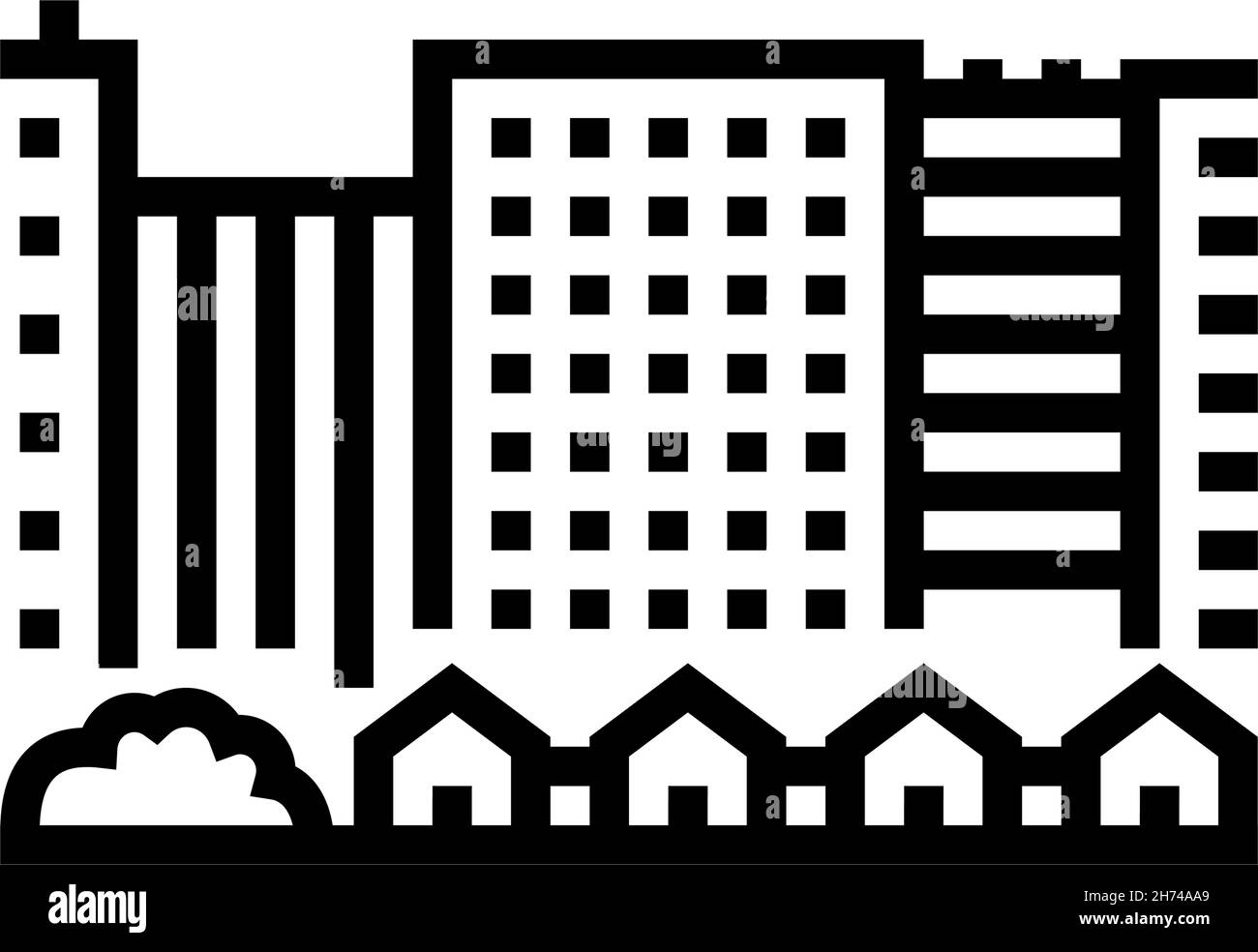 town city buildings and houses line icon vector illustration Stock ...