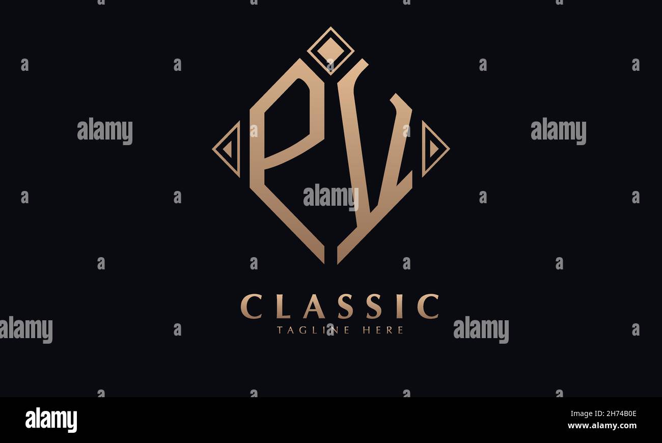 Alphabet PV or VP diamond illustration monogram vector logo template Stock Vector