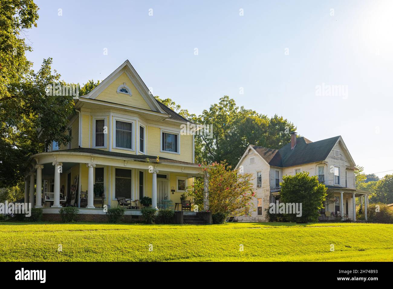 Golconda, Illinois, USA August 24, 2021 Antique houses around the