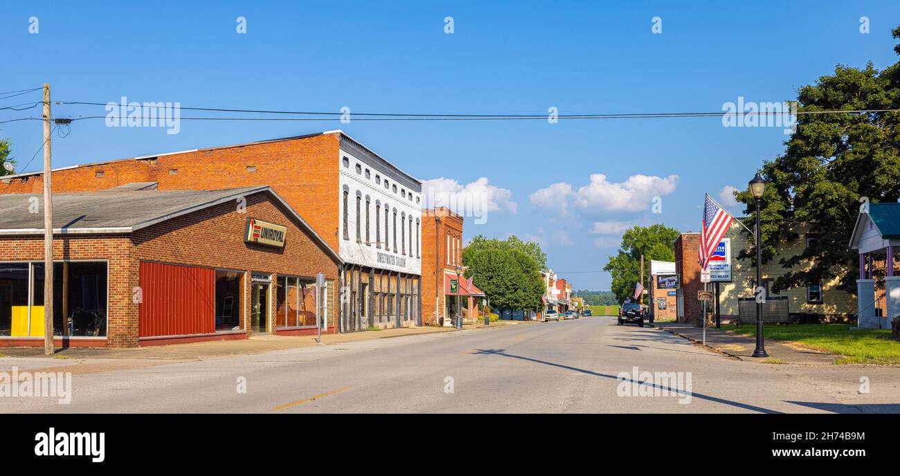 Golconda, Illinois, USA August 24, 2021 The Old Business District on