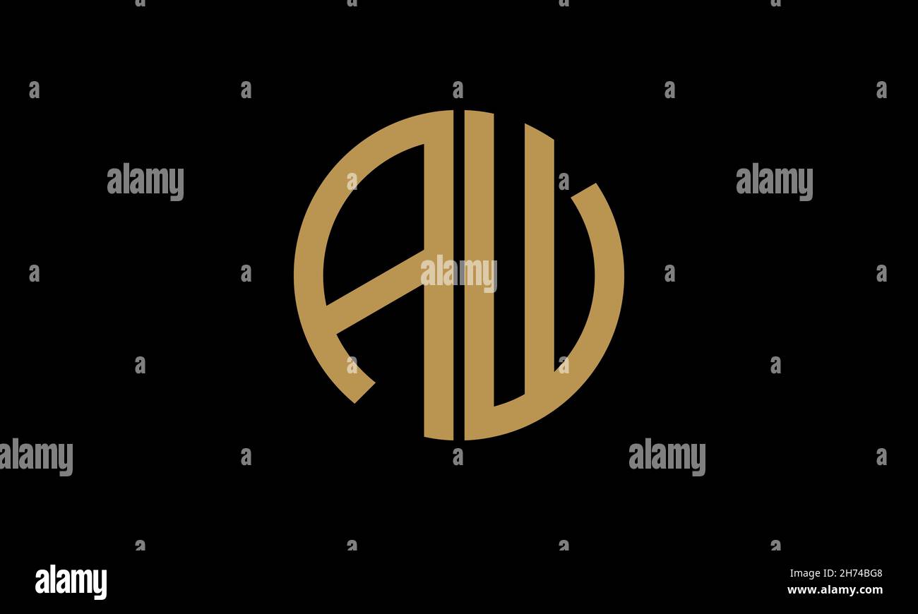 Alphabet AW or WA illustration monogram vector logo template in round ...